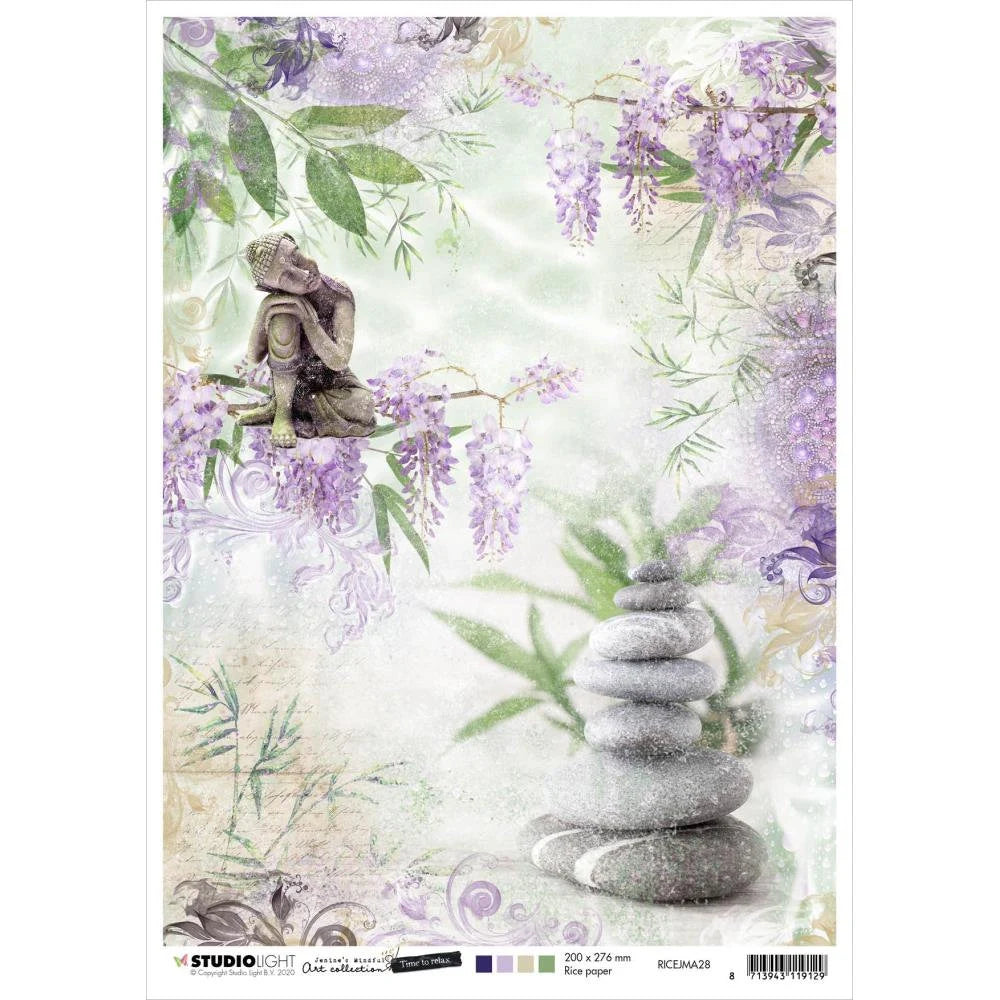 STUDIO LIGHT Decoupage Jenine's Mindful Art 5.0 NR 28 Rice Paper A4 #RICEJMA28