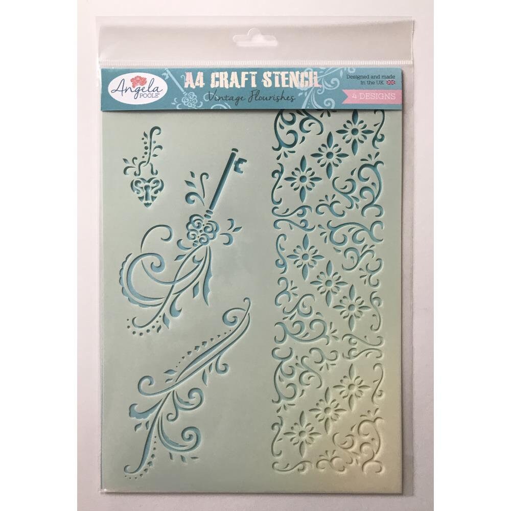 Angela Poole A4 Craft Stencil VINTAGE FLOURISHES 8