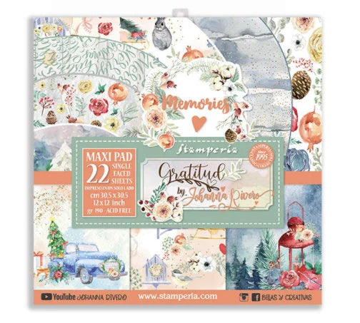 Stamperia GRATITUDE 12x12 MAXI Pad SINGLE Faced 22 pcs #SBBXLB09