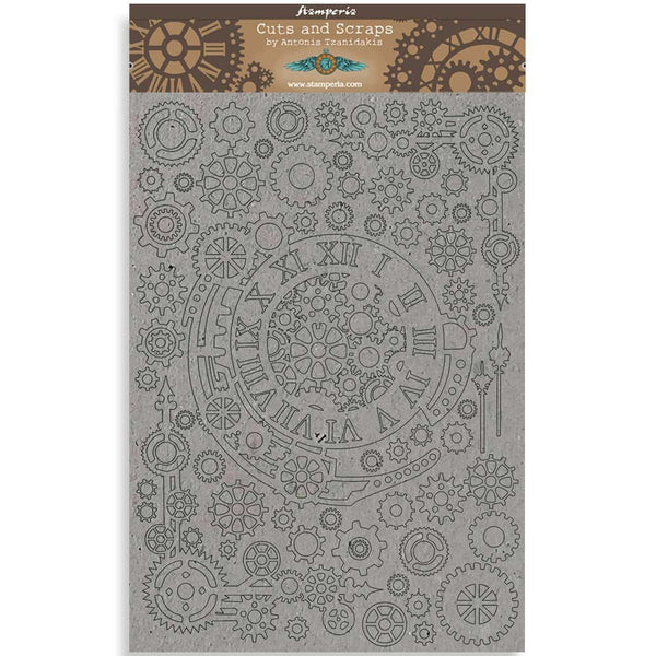 Stamperia Sir Vagabond GEARS AND NUMBERS Cuts and Scraps A4 21x29.7 cm/8.25X11.75" KLSPDA413