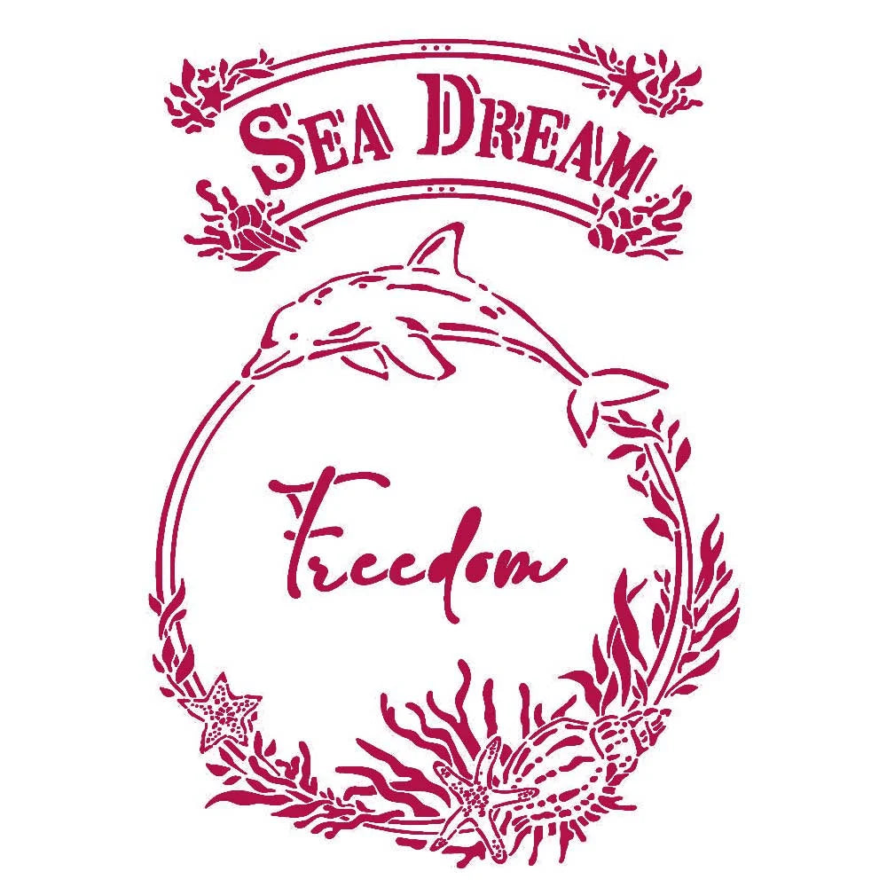 Stamperia Stencil Romantic Collection Sea Dream FREEDOM 21 x 29.7 cm / 8.25
