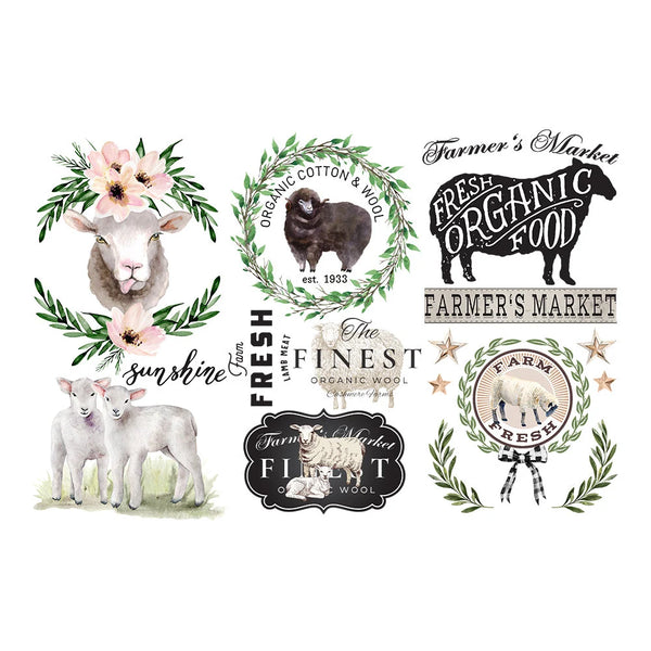 re-design Prima SWEET LAMB 6X12 Decor Transfers 3 sheets #653460