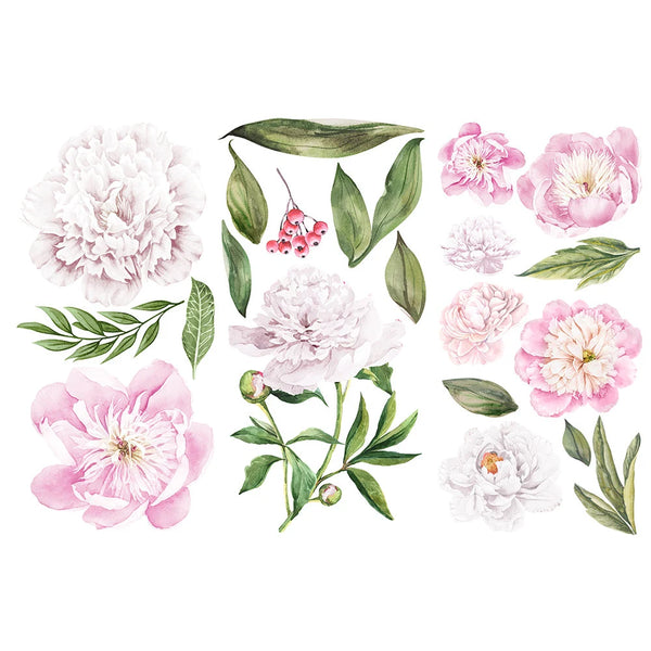 re-design Prima MORNING PEONIES 6X12 Decor Transfers 3 sheets #653477
