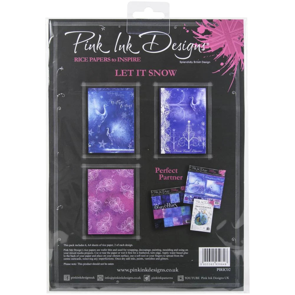 Pink Ink Designs - Rice Papers to Inspire LET IT SNOW A4 Rice Paper SET 6 pcs #PIRIC02