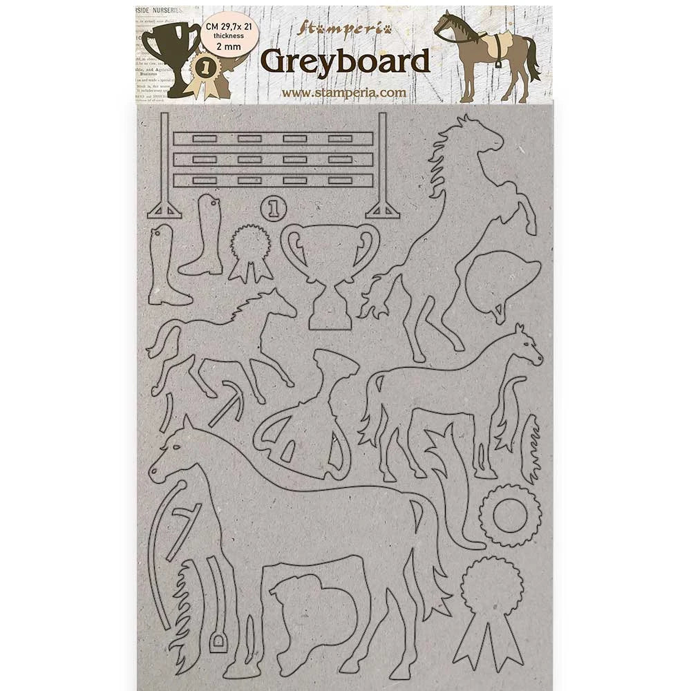 Stamperia ROMANTIC HORSES TROPHY Greyboard Cut Outs A4 8.25