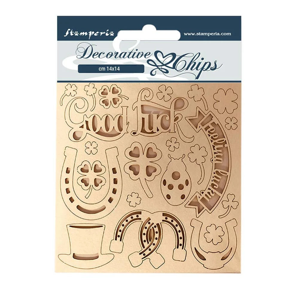 Stamperia Decorative Chips ROMANTIC HORSES Good Luck 5.5