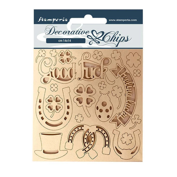 Stamperia Decorative Chips ROMANTIC HORSES Good Luck 5.5" x 5.5" #SCB99