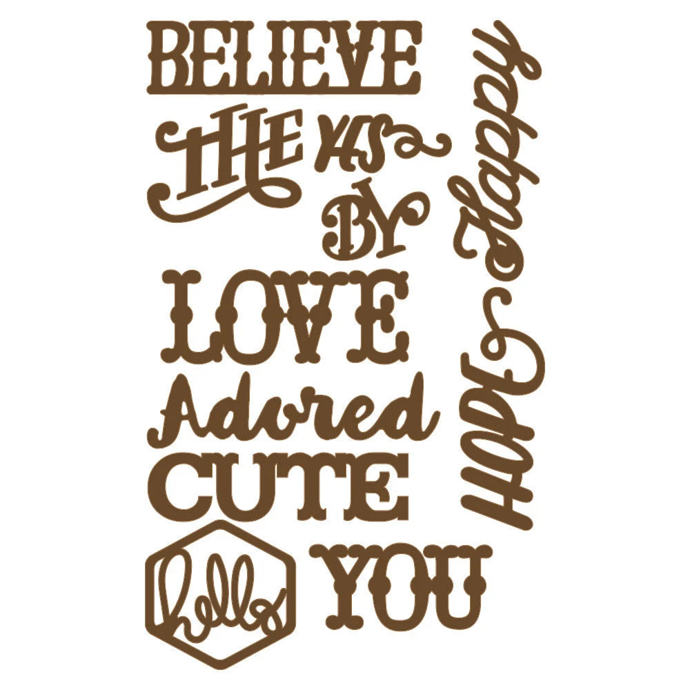 Brown chipboard with motivational phrases on a white background