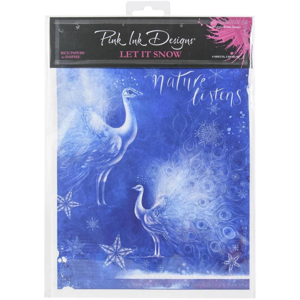 Pink Ink Designs - Rice Papers to Inspire LET IT SNOW A4 Rice Paper SET 6 pcs #PIRIC02