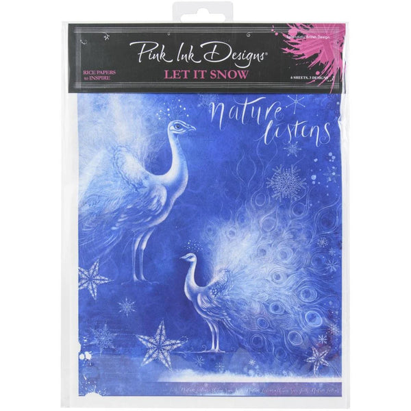 Pink Ink Designs - Rice Papers to Inspire LET IT SNOW A4 Rice Paper SET 6 pcs #PIRIC02