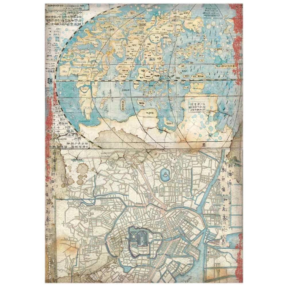 Stamperia Sir Vagabond in Japan MAP MAPPA Decoupage A4 Rice Paper #DFSA4610