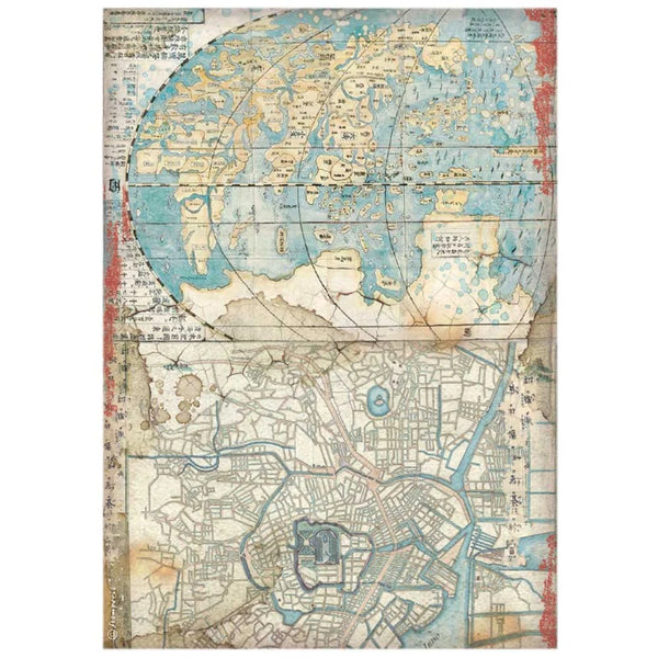 Stamperia Sir Vagabond in Japan MAP MAPPA Decoupage A4 Rice Paper #DFSA4610