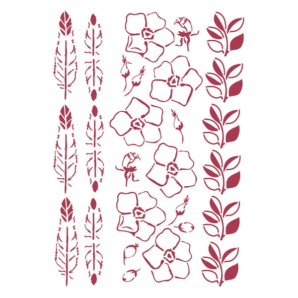 Stamperia Stencil Romantic Christmas BORDERS - 21 x 29.7 cm / 8.25" X 11.75" #KSG473