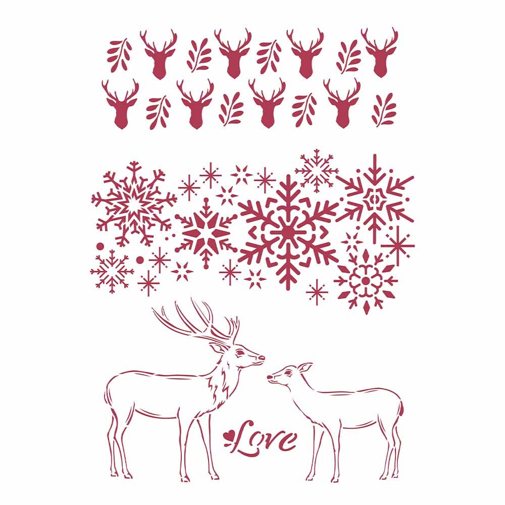Stamperia Stencil Winter Tales LOVE - 21 x 29.7 cm / 8.25