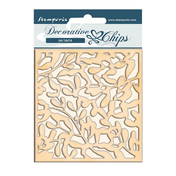 Stamperia Decorative Chips Winter Tales LEAVES TEXTURE 5.5" x 5.5" #SCB66
