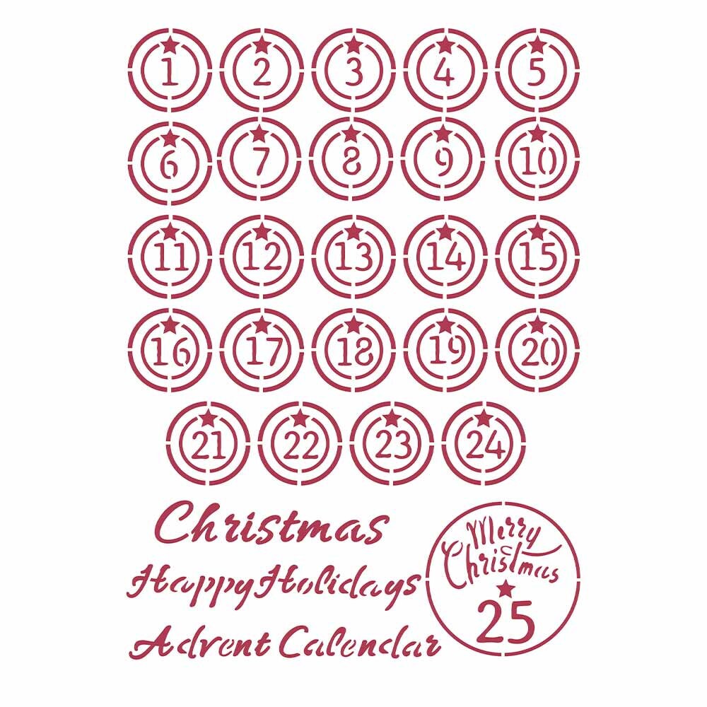 Stamperia Stencil Christmas Patchwork ADVENT - 21 x 29.7 cm / 8.25