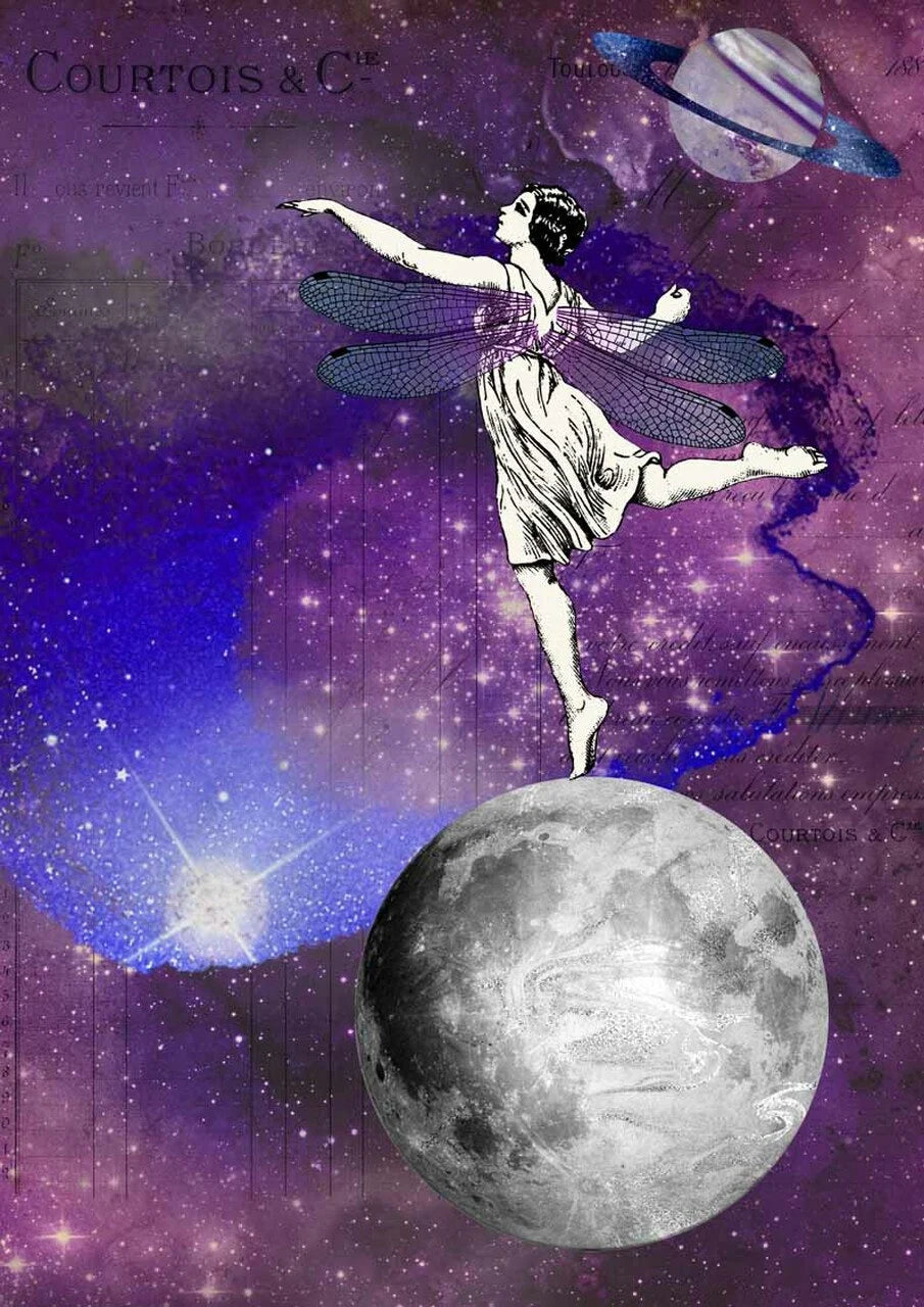 Decoupage Queen DANCING On The MOON A4 Rice Paper dqrp0073 (Retired)