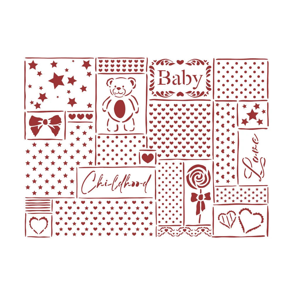 Stamperia Stencil DAYDREAM PATCHWORK 20x15cm #KSD313
