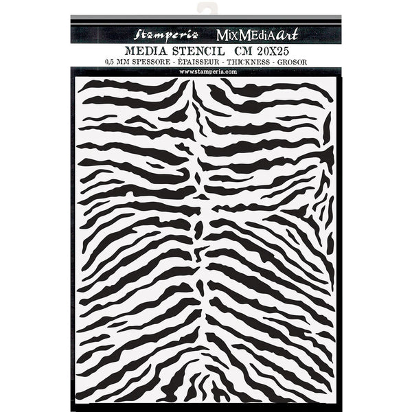 Stamperia Mix Media Art SAVANA ZEBRA PATTERN Stencil 20x25 cm #KSTD101