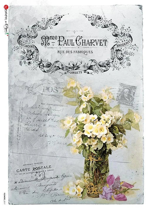 Paper Designs FLOWERS 0317 A4 Decoupage Rice Paper