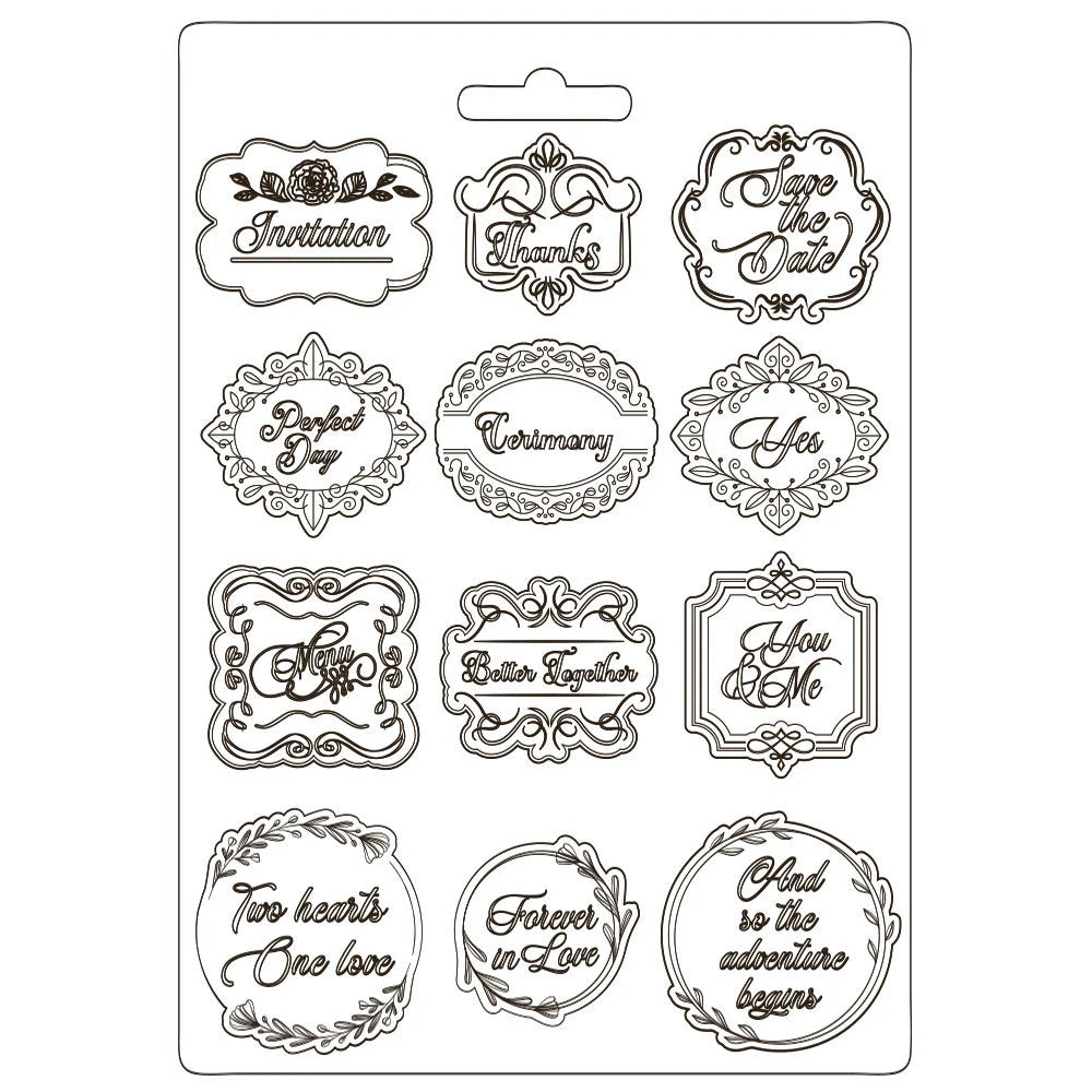Stamperia Soft Mould A4 YOU and ME PLATES Cold Pour Mixed Media Resin #K3PTA4537