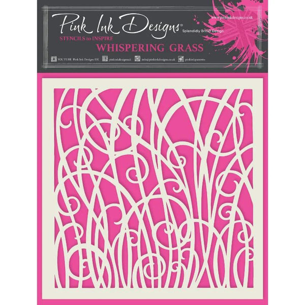 Pink Ink Designs Craft Stencil WHISPERING GRASS 7"x7"  #PINKST012