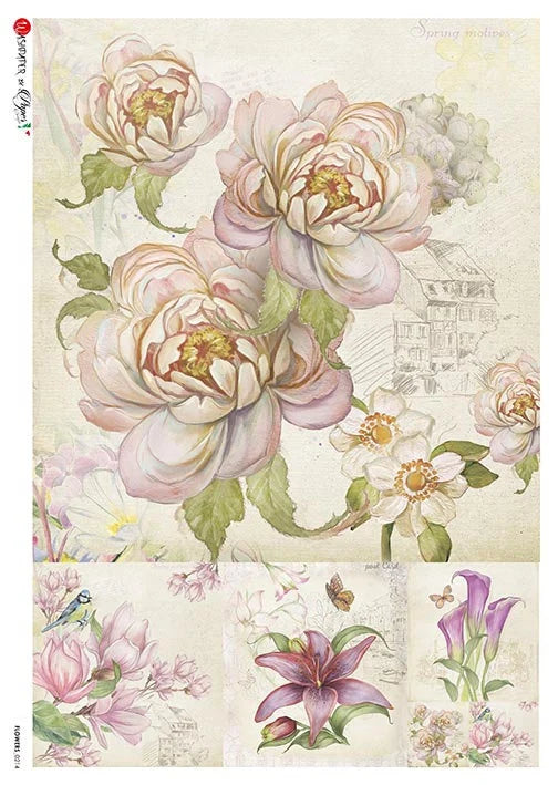 Paper Designs FLOWERS A4 Decoupage Rice Paper FLOWERS 0214