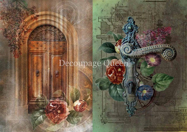 Decoupage Queen THROUGH THE DOOR Dainty and the Queen A4 Rice Paper DQRP0279