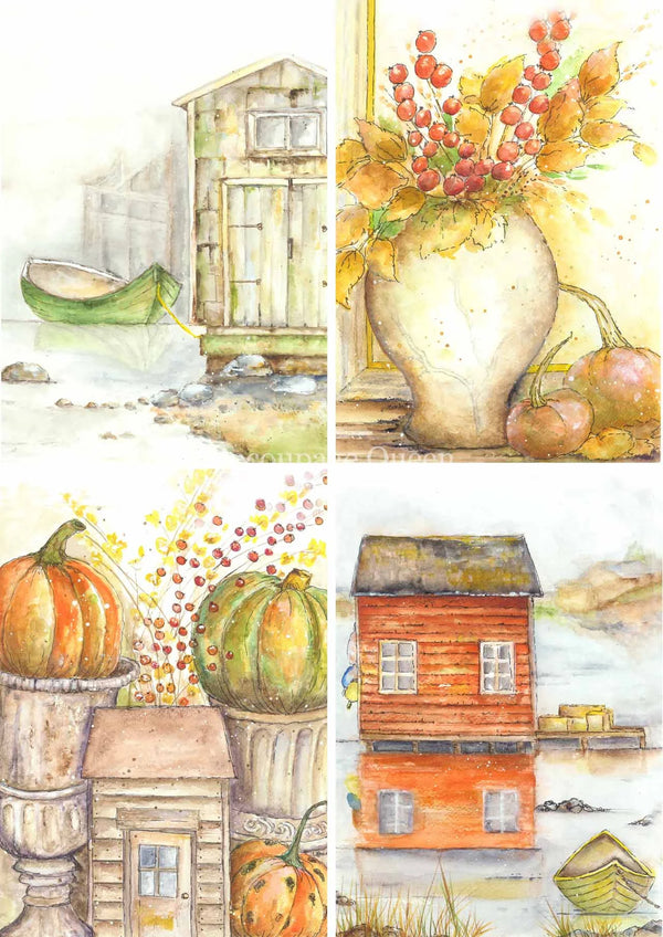 Decoupage Queen Ellen J Goods FALL 4 PACK A4 Rice Paper DQRP_0295 (Retired)