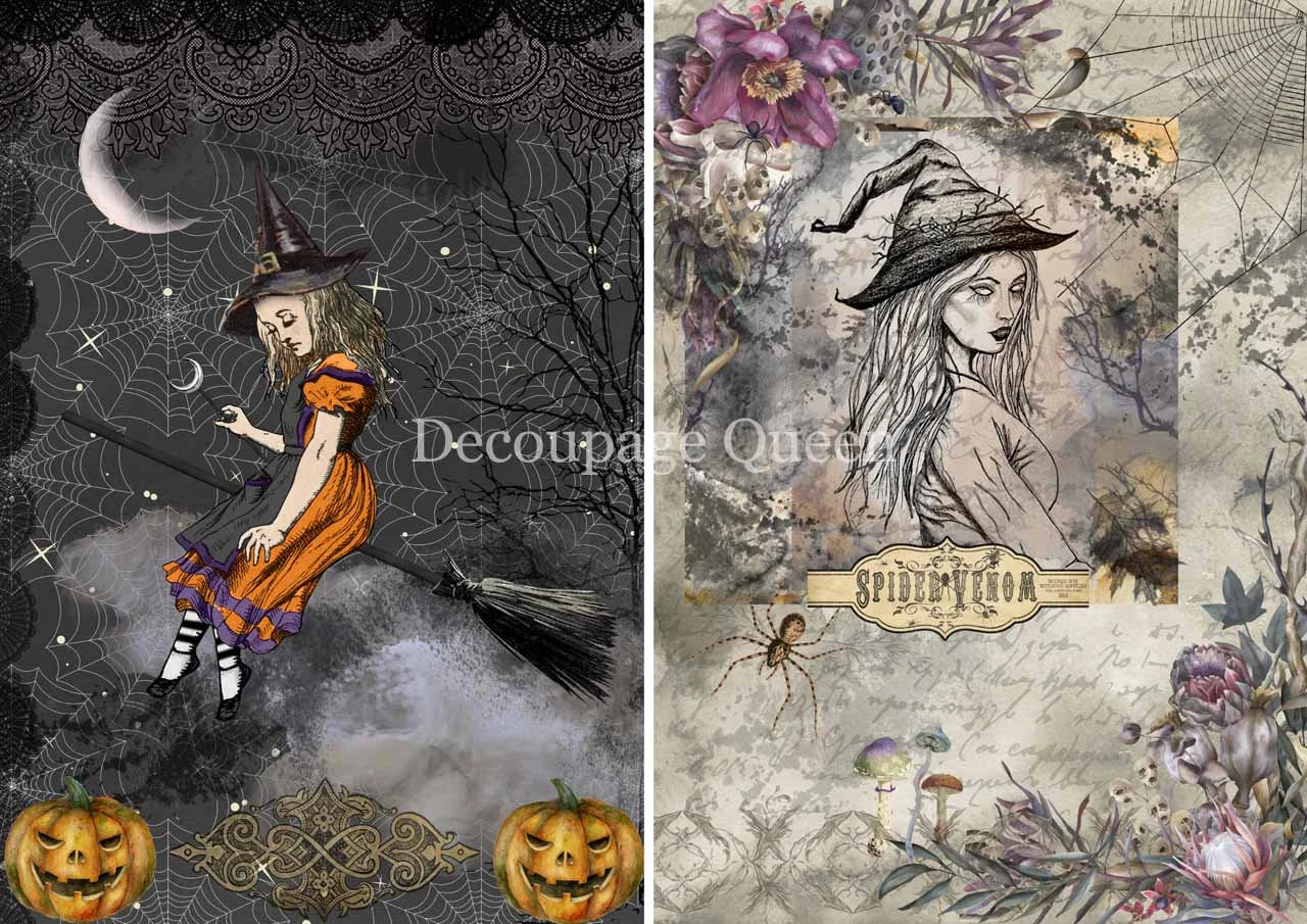 Decoupage Queen Forest Lore TWO WITCHES A4 Rice Paper #DQRP0303