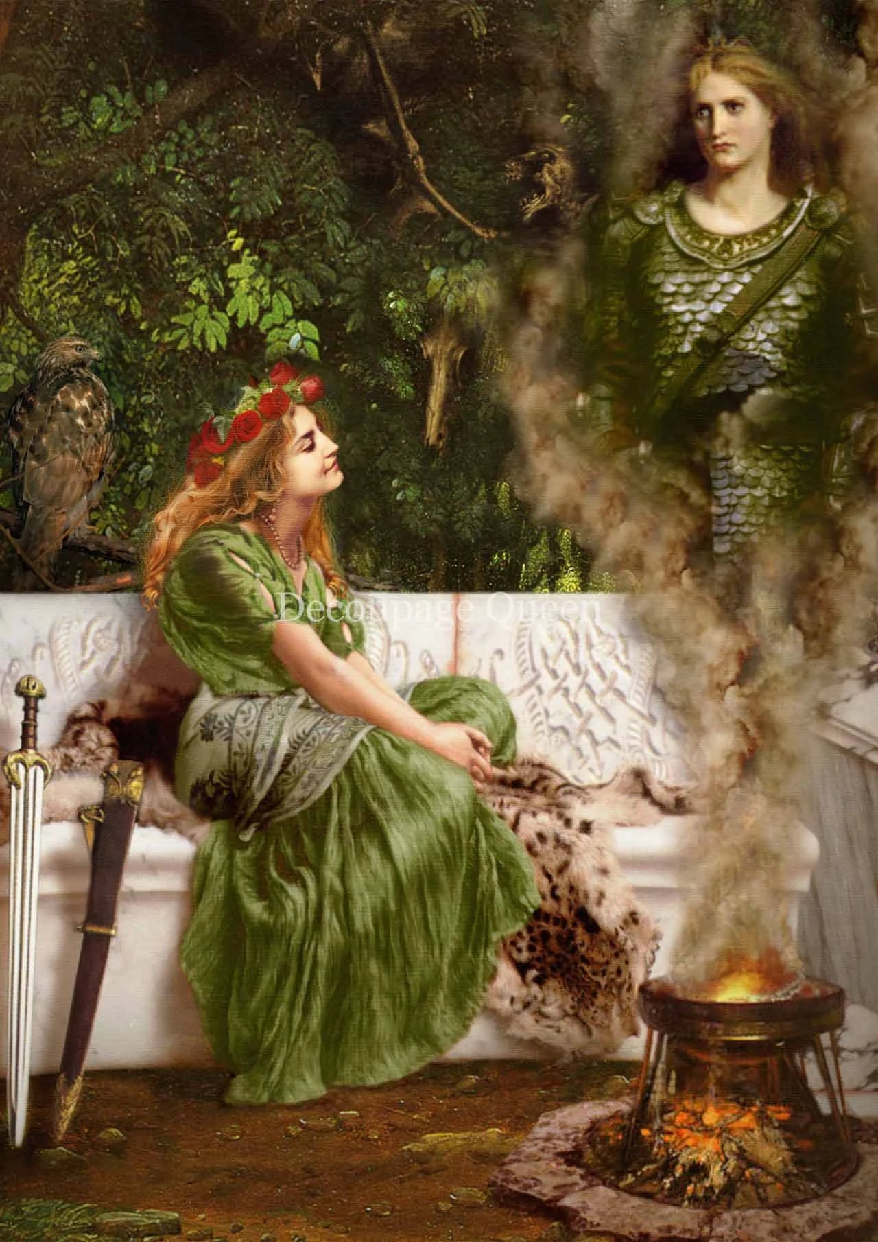 Decoupage Queen Howard David Johnson CELTIC Queen BOUDICA and the MORRIGU  A4 Rice Paper DQRP0338 Retired 7.20.24