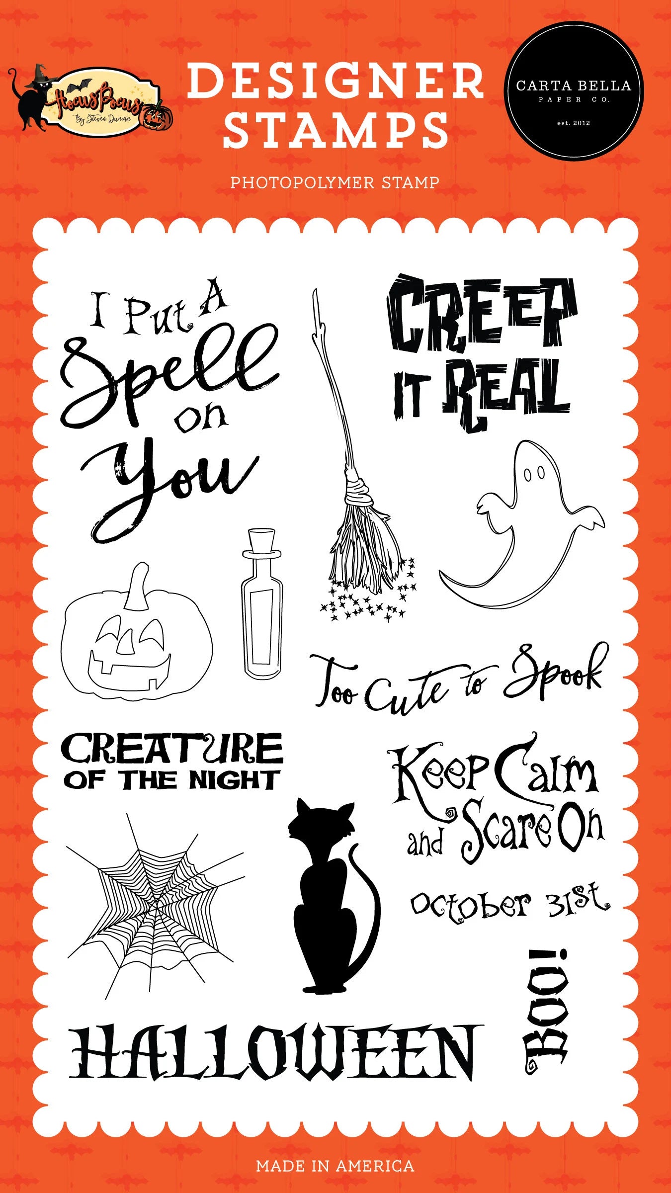 Carta Bella Hocus Pocus CREEP IT REAL 4x6 Clear Stamps #HP153041