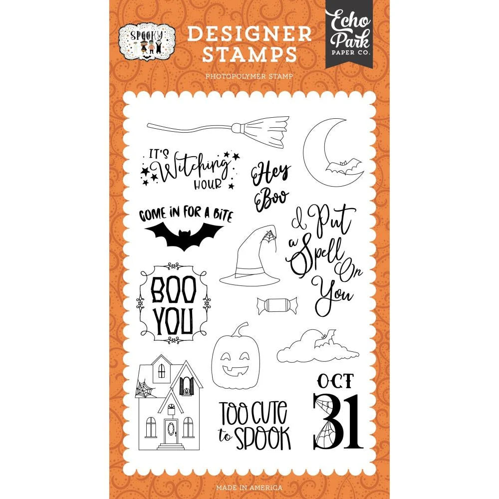 Echo Park Spooky HEY BOO 4X6 Clear STAMPS  #SPO284044
