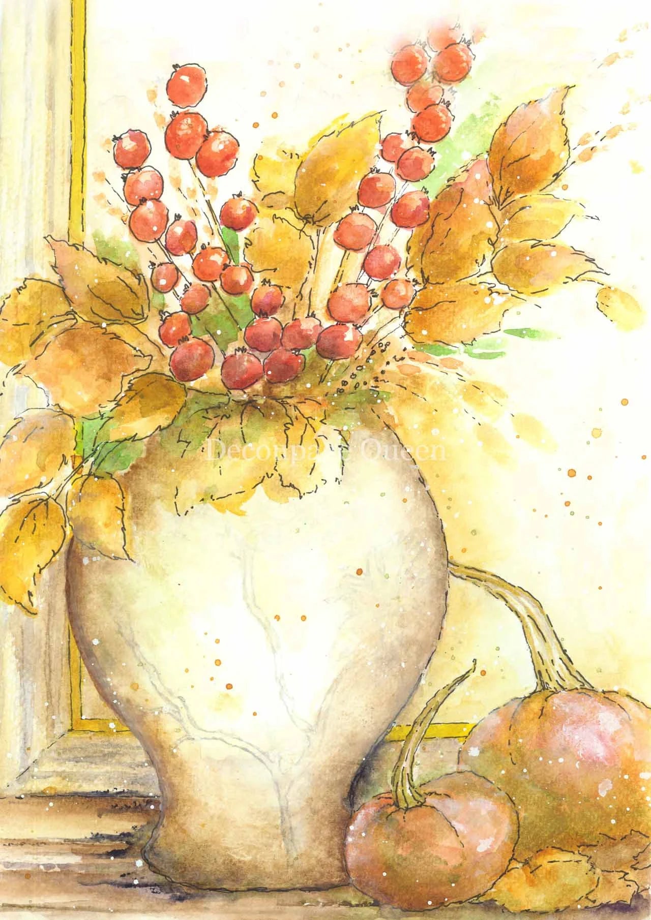 Decoupage Queen Ellen J Goods GATHERED LEAVES A4 Rice Paper DQRP_0298 (Retired)