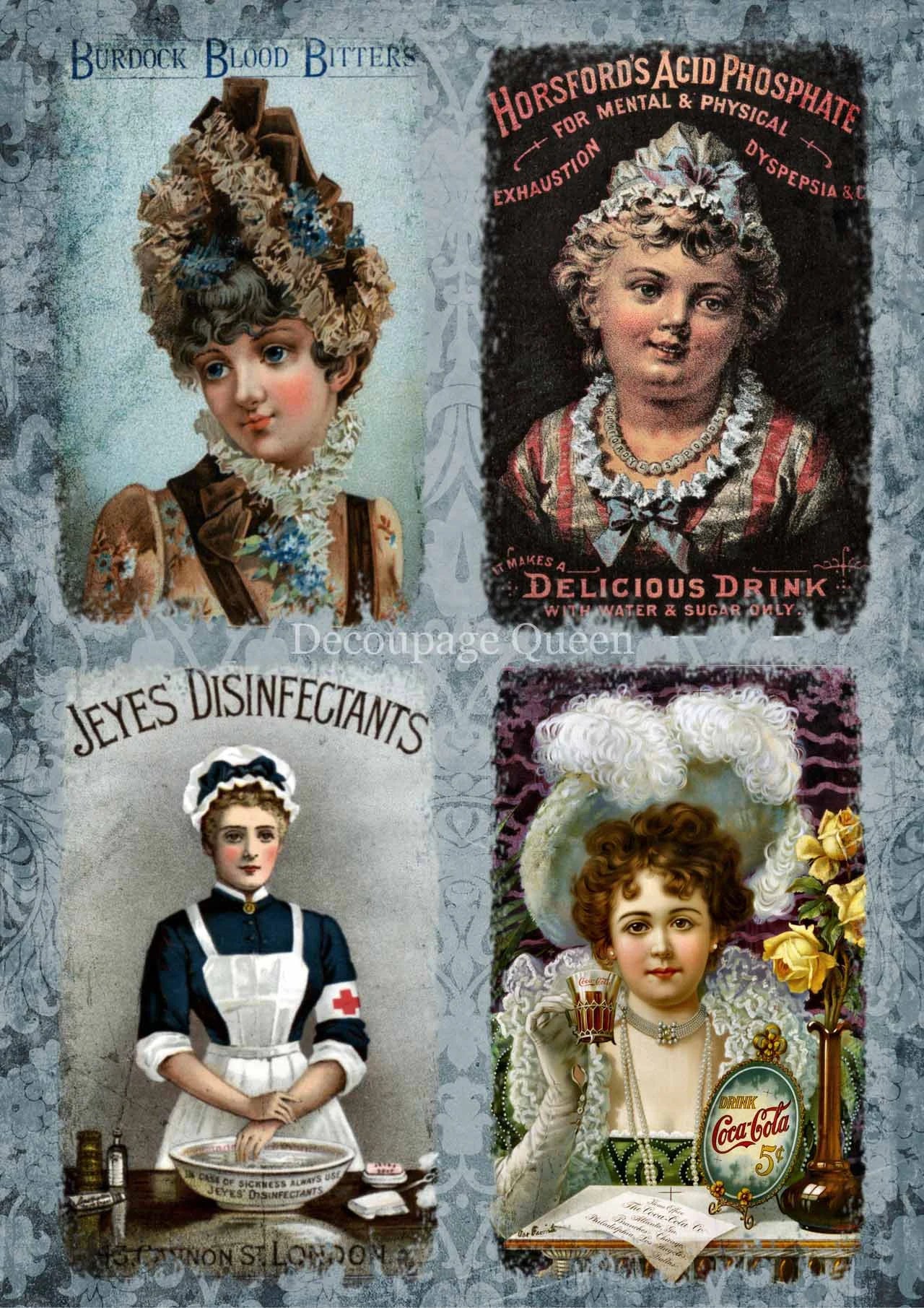 Decoupage Queen VINTAGE ADS A4 Rice Paper #DQRP_0311 (Retired)