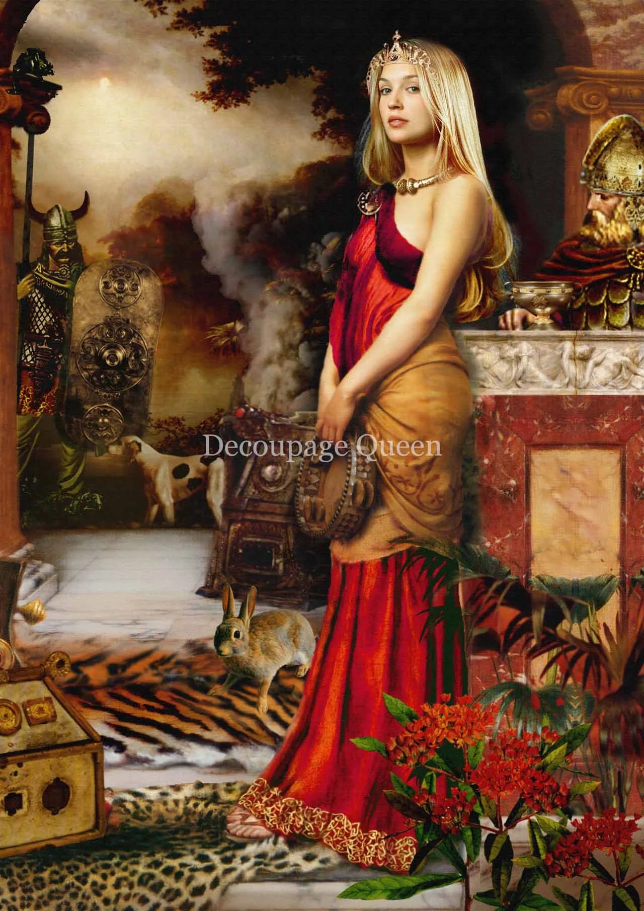 Decoupage Queen Howard David Johnson CELTIC WARRIOR QUEEN Boudica  A4 Rice Paper DQRP_0337 Retired 7.20.24