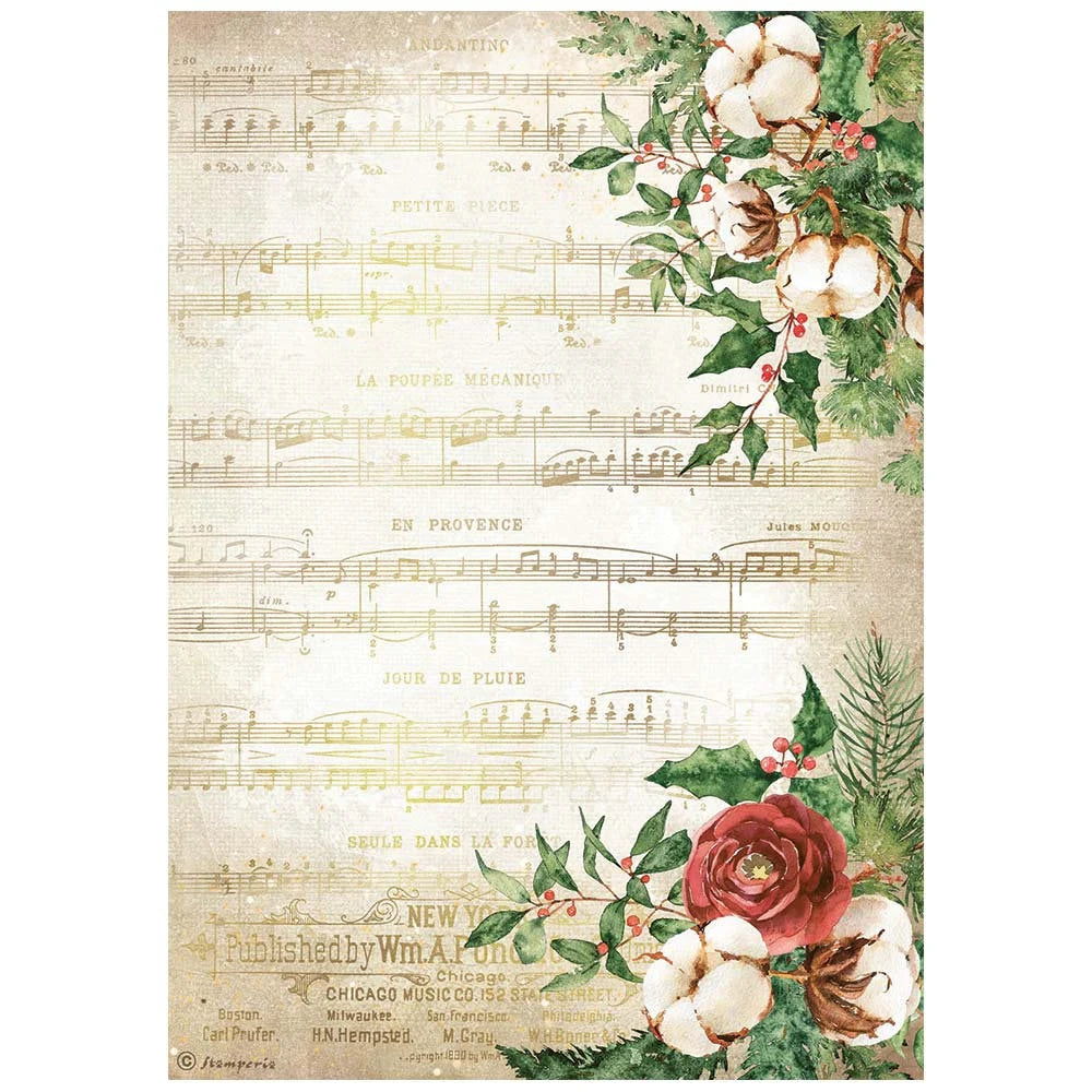 Stamperia ROMANTIC HOME For the Holidays MUSIC A4 Decoupage Rice Paper #DFSA4704