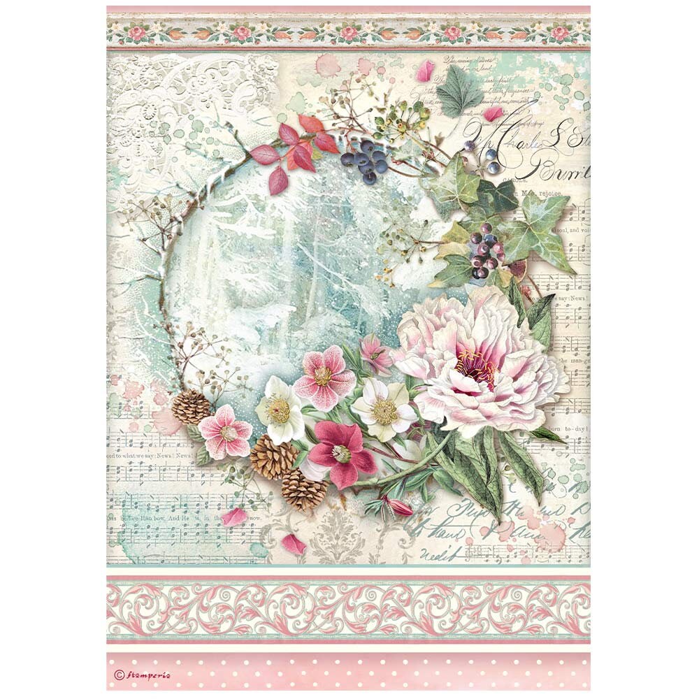 Stamperia SWEET WINTER GARLAND Decoupage Rice Paper A4 #DFSA4729
