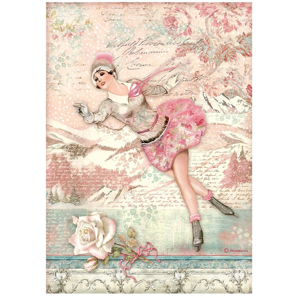 Stamperia SWEET Winter ICE SKATER Decoupage Rice Paper A4 #DFSA4725