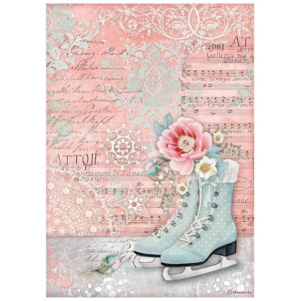 Stamperia SWEET Winter ICE SKATES A4 Decoupage Rice Paper #DFSA4730