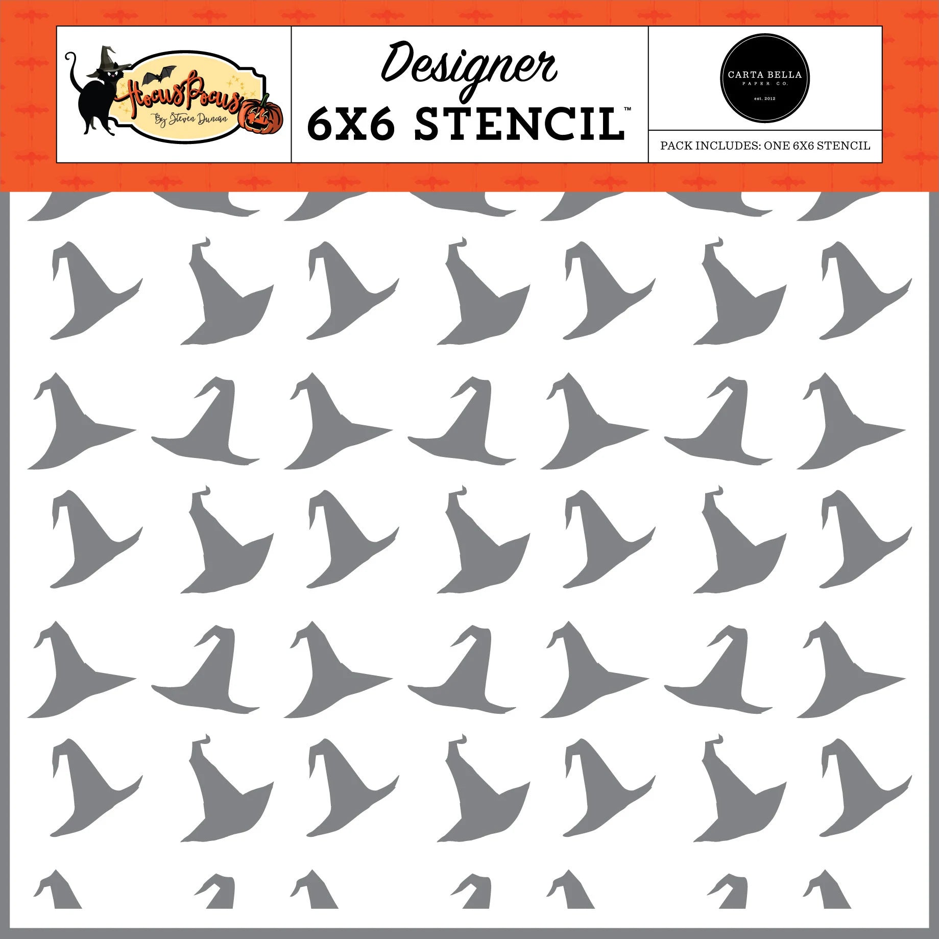 Carta Bella Hocus Pocus WITCH HAT 6x6 Stencil Paint Mixed Media #HP153035