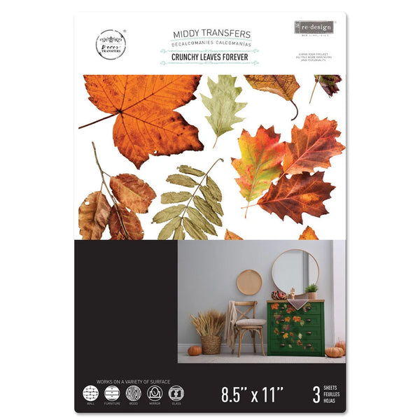 Re-design with Prima CRUNCHY LEAVES FOREVER 8.5 x 11 Decor Transfers 3 sheets #660116