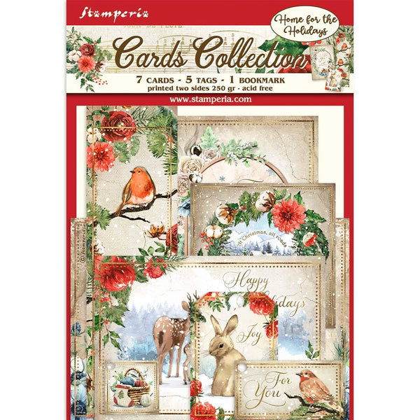 Stamperia Romantic HOME for the Holidays Christmas 7 Cards 5 Tags 1 Bookmark Ephemera #SBCARD14