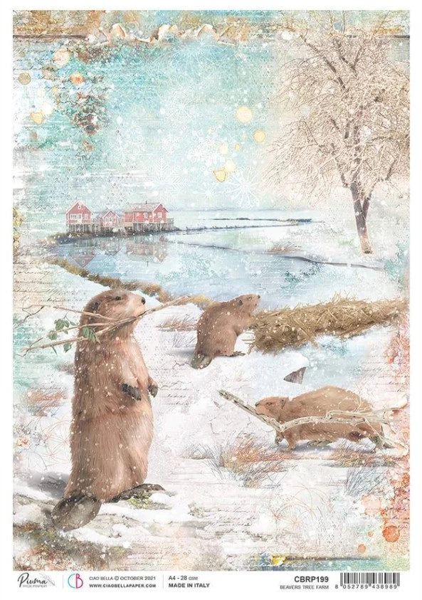Ciao Bella BEAVERS TREE FARM Rice Paper A4 Mixed Media #CBRP199