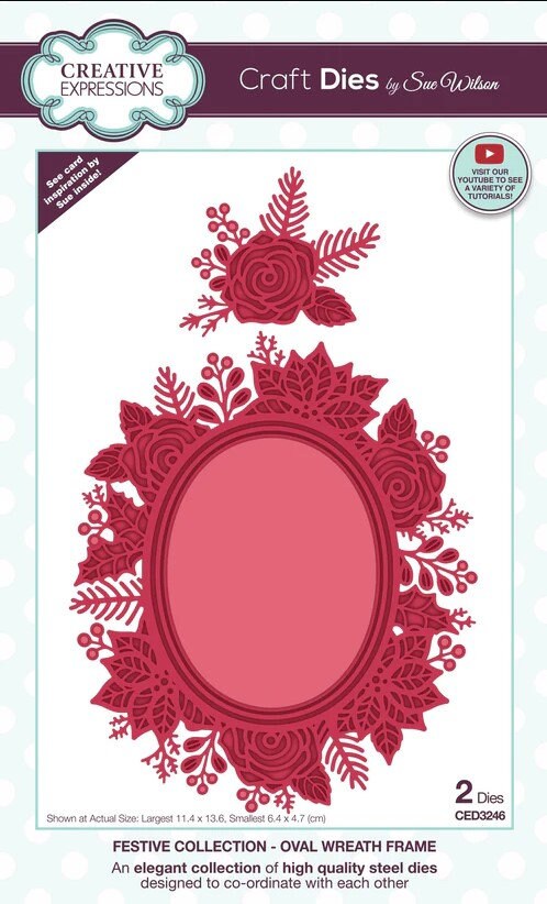 Creative Expressions Sue Wilson OVAL WREATH FRAME Craft Die #CED3246