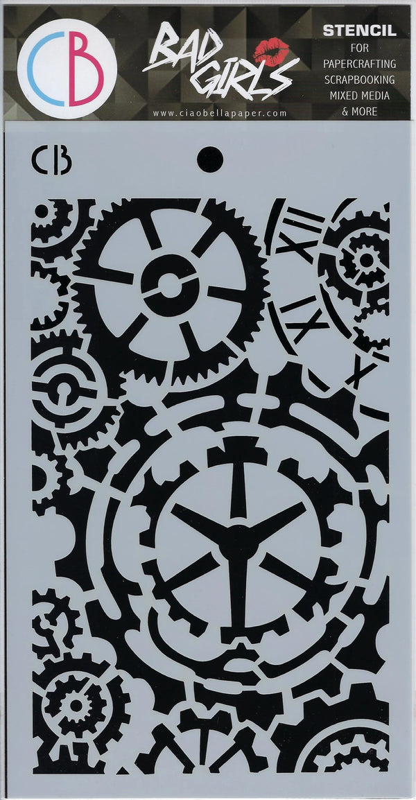Ciao Bella GEARS Texture Stencil 5" x 8"- #MSB013