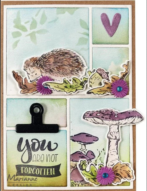 Marianne Design Tiny's MUSHROOMS Hedgie Stamp & Die Set #TC0886