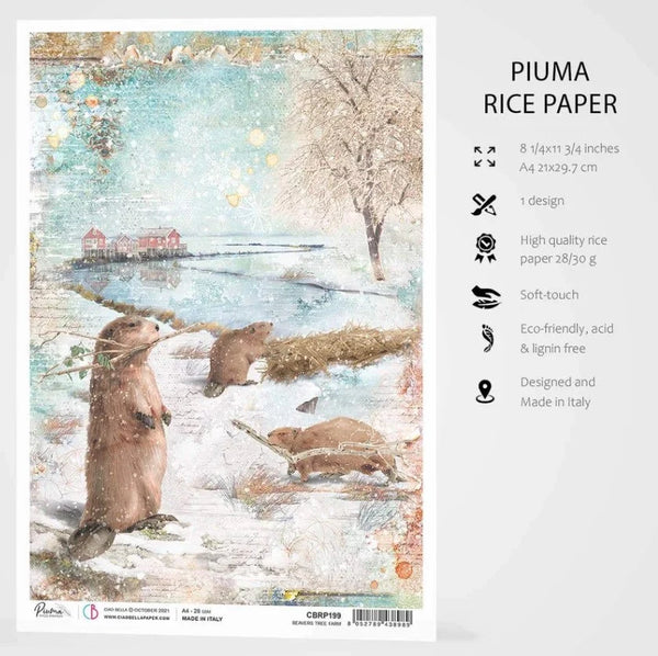 Ciao Bella BEAVERS TREE FARM Rice Paper A4 Mixed Media #CBRP199