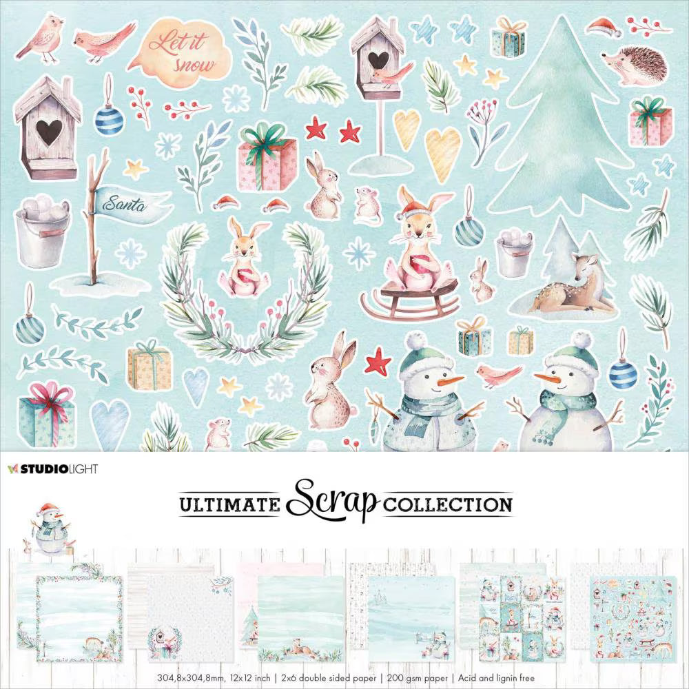 Studio Light WINTER CHRISTMAS 12x12 Ultimate Scrap Paper background papers Paper Pad #USCPS11