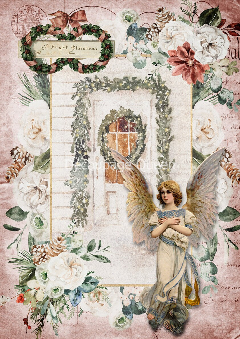 Decoupage Queen A BRIGHT CHRISTMAS A4 Rice Paper DQRP_0372 Retired 7.20.24